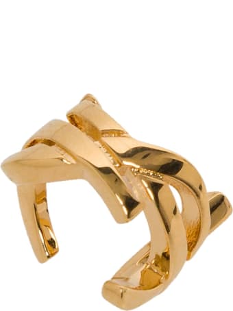 Saint Laurent Monogram Ear Cuff In Gold Brass