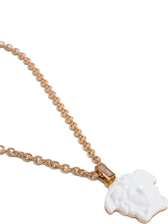 Versace Medusa Necklace In Painted White Metal