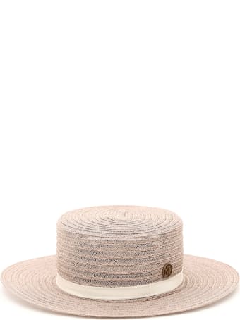 Maison Michel Kiki Canotier Hat In Woven Hemp