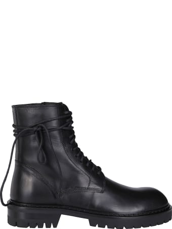 Ann Demeulemeester Black Leather Combat Boots