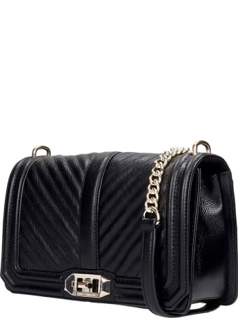 Rebecca Minkoff Chevron Qulted Shoulder Bag In Black Leather