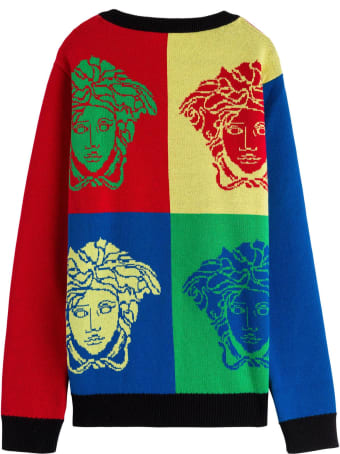 Versace Medusa Color Block Cotton Sweatshirt