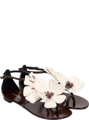 Lola Cruz Flats In Beige Leather