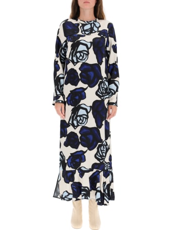 Marni Satin Dress Roma Print