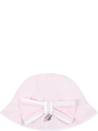 Blumarine Pink Sun Hat For Babygirl With Bow