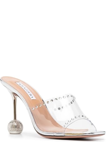 Aquazzura Transparent Mules With Crystals Detail