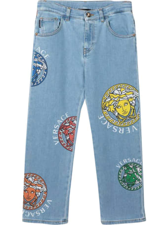 Young Versace Straight Jeans With Medusa Print