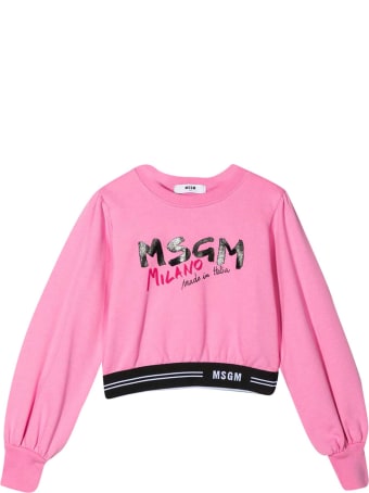 MSGM Pink Cropped Teen Sweatshirt