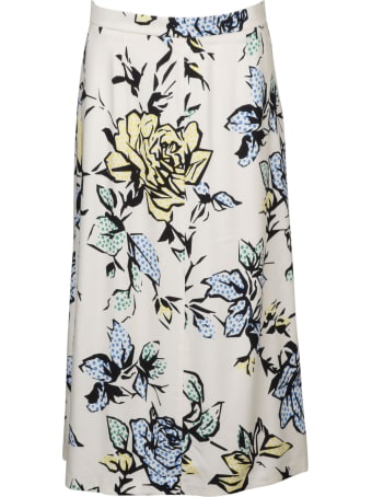 RED Valentino Graphic Roses Viscose Crepe Skirt