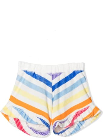 Douuod Striped Shorts With Rouches
