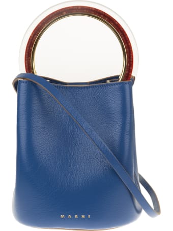 Marni Blue Leather Tote Bag