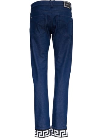 Versace Denim Jeans With Greca Detail