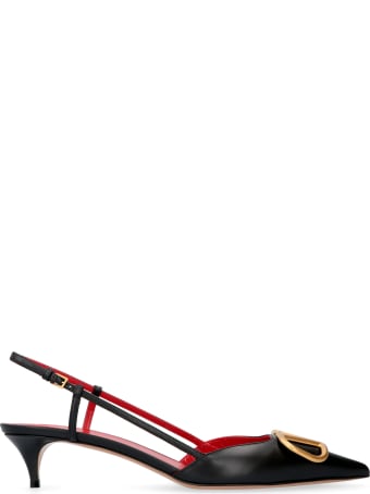 Valentino Valentino Garavani - Vlogo Leather Pointy-toe Slingback