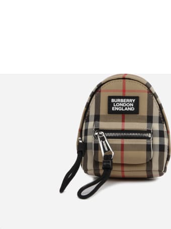 Burberry Cotton Blend Backpack Charm With Vintage Check Pattern