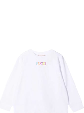 Emilio Pucci White Teen Sweathirt With Multicolor Logo