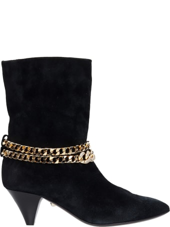 Alevì Futura 055 High Heels Ankle Boots In Black Suede