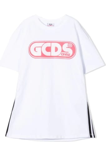GCDS White Cotton T-shirt Dress