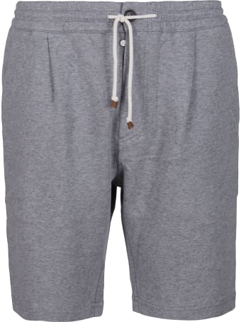 Brunello Cucinelli Grey Cotton Track Shorts