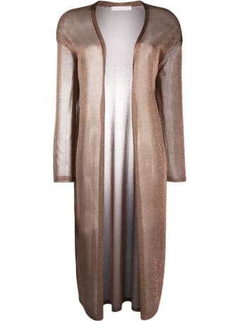 Fabiana Filippi Yarn Cardigan In Beige Lurex