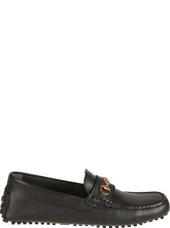 Gucci Gg Horsebit Web-striped Loafers