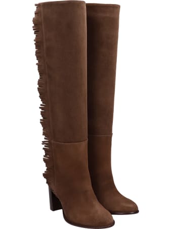 Anna F. High Heels Boots In Brown Suede