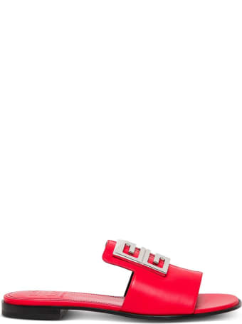 Givenchy 4g Flat Sandals In Red Leather