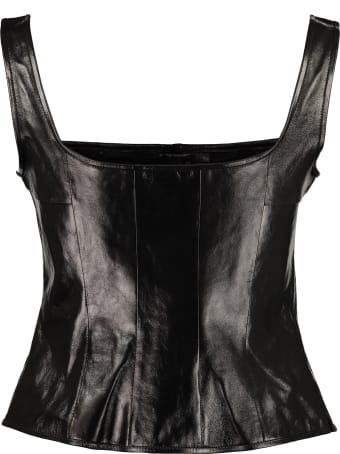 ALEXACHUNG Leather Crop-top