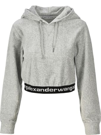 T by Alexander Wang Velvet Cropped Hoodie