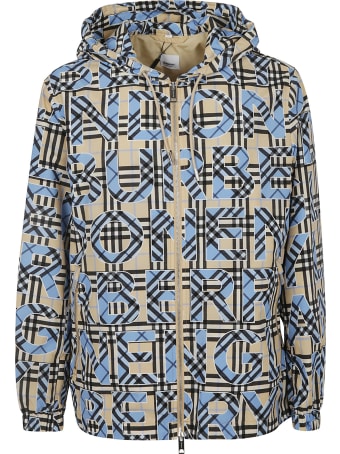 Burberry Logo Print Zip Windbreaker
