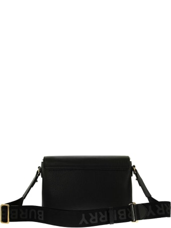 Burberry Leather And Vintage Check Note Crossbody Bag Black