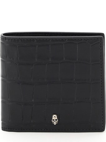 Alexander McQueen Crocodile Print Bi-fold Wallet