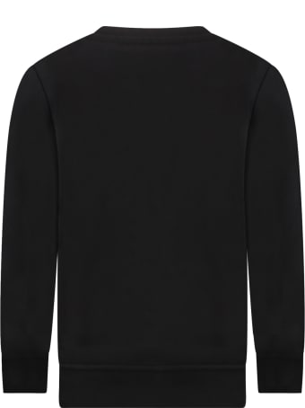 MSGM Black Sweatshirt For Kids With Logo