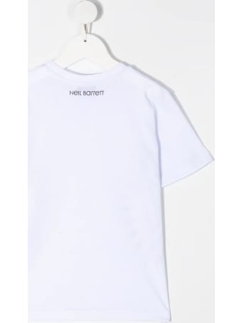 Neil Barrett Kid White And Black Fair-isle Thunderbolt T-shirt