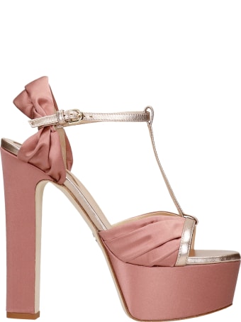 Elie Saab Sandals In Rose-pink Satin