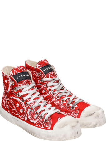 Gienchi J.m High Sneakers In Red Synthetic Fibers