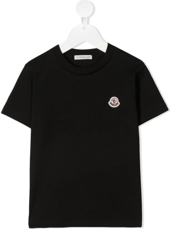 Moncler Kid Black T-shirt With Micro Logo On The Chest