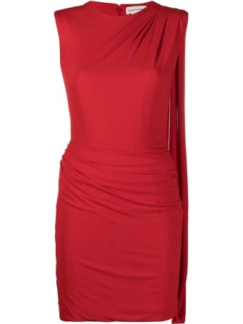 Alexander McQueen Red Dress With Asymmetrical Draping