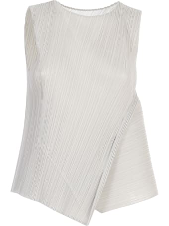 Pleats Please Issey Miyake Sleeveless Top W/ Diagonal Pleats