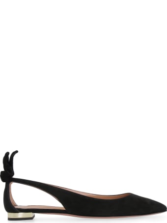 Aquazzura Bow Tie Ballet Suede Ballet Flats