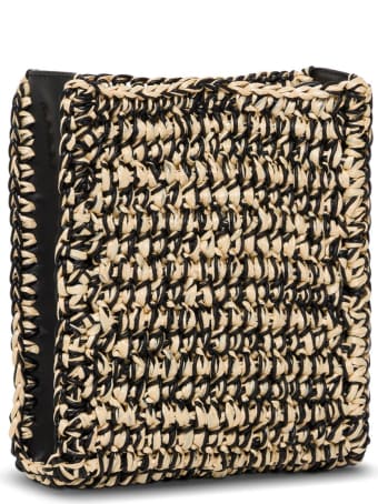 Jil Sander Tangle Sm Crossbody Bag In Beige And Black Rafia