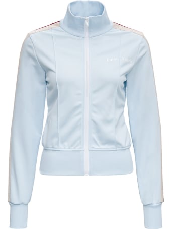 Palm Angels Light Blue Sweatshirt With Multicolor Side Bands
