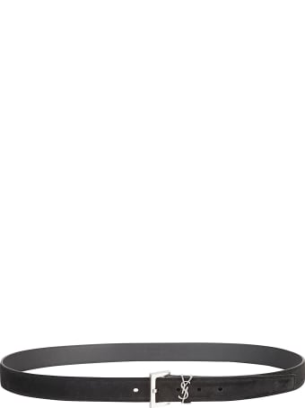 Saint Laurent Logo Plaque Loop Square Buckle Belt