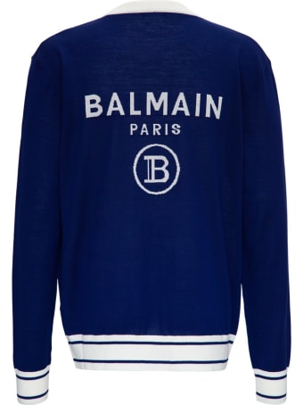 Balmain Wool Cardigan With Back Logo