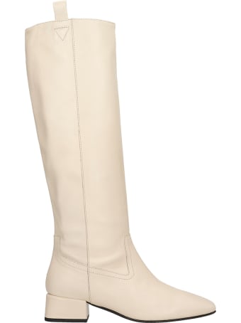 Fabio Rusconi Low Heels Boots In Beige Leather