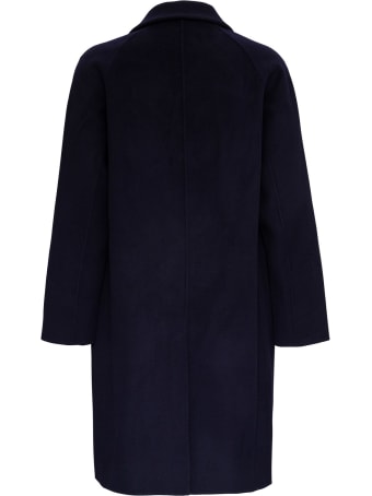 Nanushka Single-breasted Blue Wool Coat