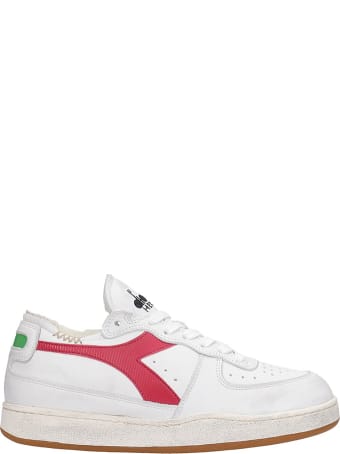 Diadora Mi Basket Row C Sneakers In White Leather