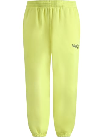 Balenciaga Neon Yellow Sweatpants For Kids With Logo