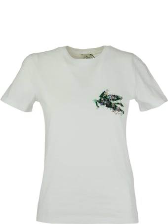 Etro T-shirt With Embroidered Pegago White