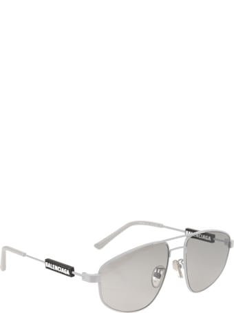 Balenciaga Silver Woman Tag Pilot Sunglasses
