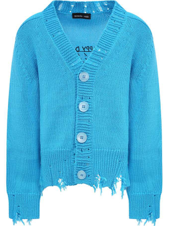 Riccardo Comi Light Blue "happy Day" Cardigan For Kids